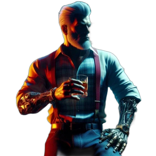 jacket, robot, face, staff transparent PNG cut-out