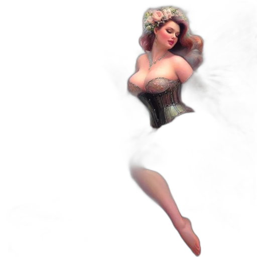 dress, hair, 3d render, concept art transparent PNG cut-out