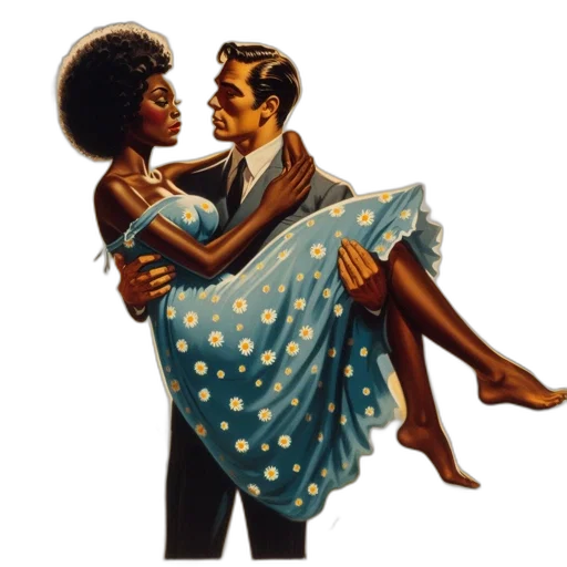 dress, umbrella, vintage-styled, poster transparent PNG cut-out