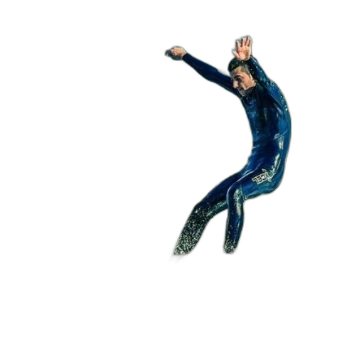 3d render, outer space, surfer, blue transparent PNG cut-out