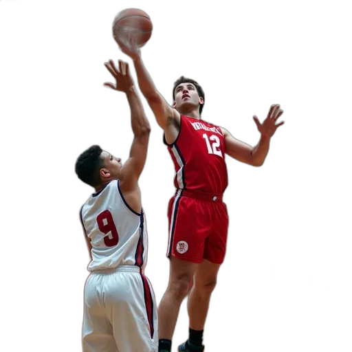 basketball, player, red, white transparent PNG cut-out