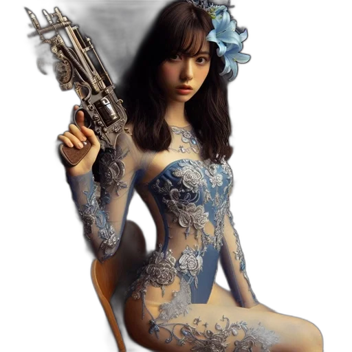 dress, weapon, robot, fantasy art transparent PNG cut-out