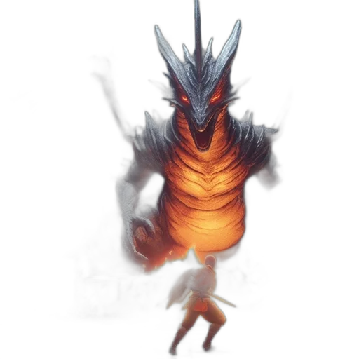 dragon, creature, mask, staff transparent PNG cut-out