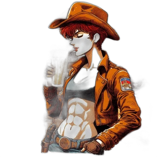 jacket, hat, robot, staff transparent PNG cut-out