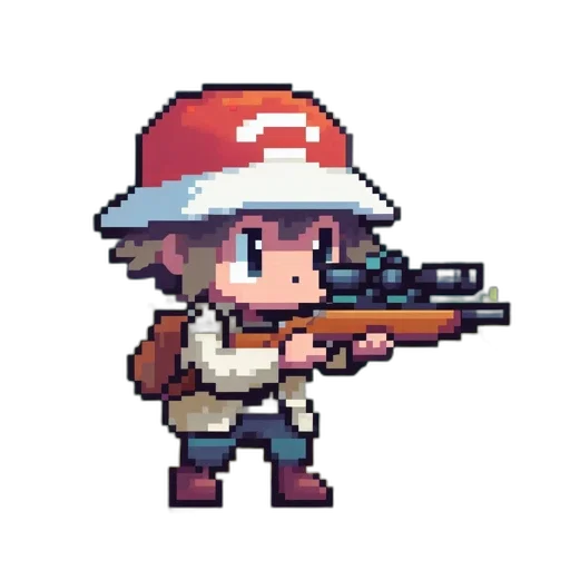 weapon, hat, staff, pixel art transparent PNG cut-out