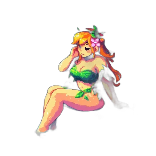 dress, crown, staff, pixel art transparent PNG cut-out