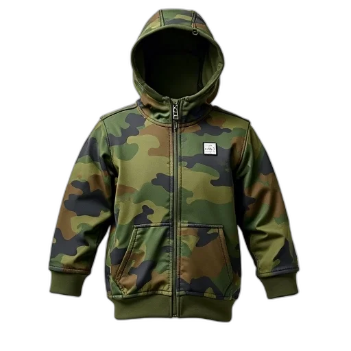 jacket, green, child, camouflage transparent PNG cut-out