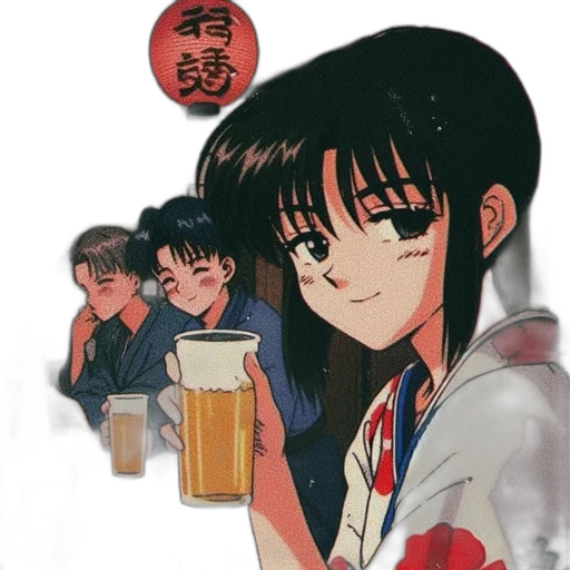 face, jacket, anime, vaporwave transparent PNG cut-out