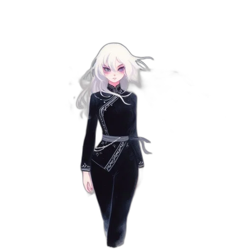 dress, hair, staff, jacket transparent PNG cut-out