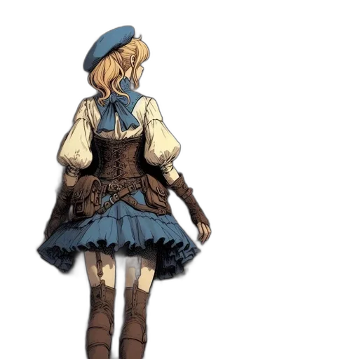 dress, staff, hat, weapon transparent PNG cut-out