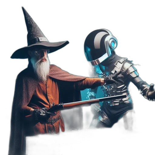 robot, sword, staff, mask transparent PNG cut-out