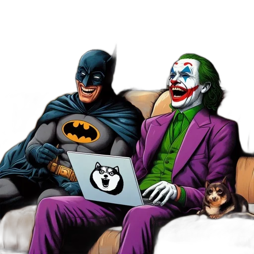 comic book art, concept art, batman, joker transparent PNG cut-out