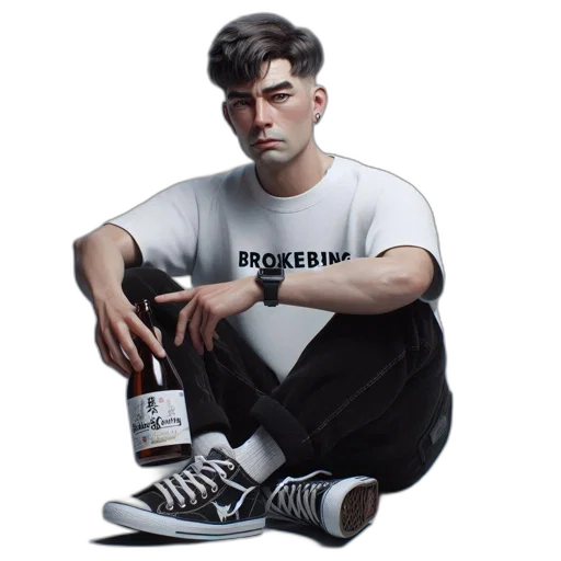 jacket, bottle, shoes, face transparent PNG cut-out