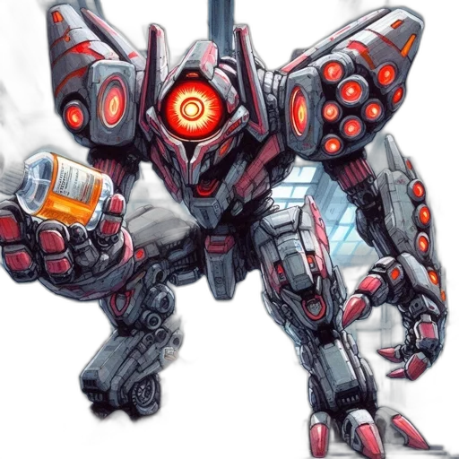 robot, weapon, concept art, watercolor transparent PNG cut-out