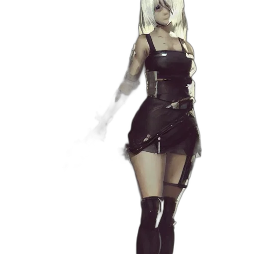 dress, robot, staff, weapon transparent PNG cut-out