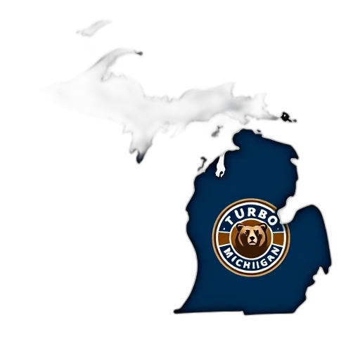 stylized, map, michigan, blue transparent PNG cut-out