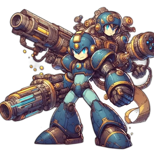 weapon, robot, concept art, pixel art transparent PNG cut-out