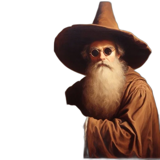hat, staff, face, fantasy art transparent PNG cut-out