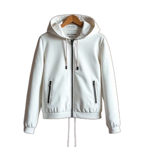 jacket, monochrome, white, hood transparent PNG cut-out