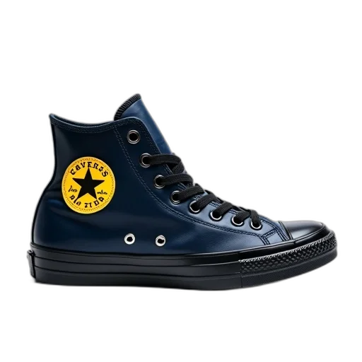 shoes, photorealistic, black, blue transparent PNG cut-out
