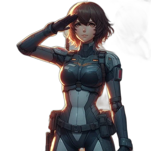 robot, jacket, weapon, face transparent PNG cut-out