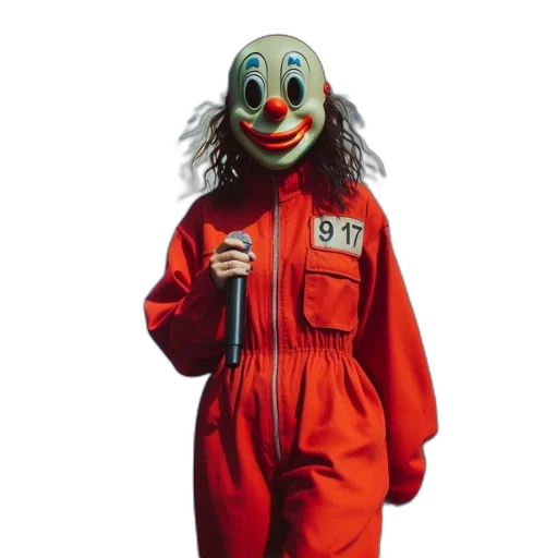 mask, jacket, creature, staff transparent PNG cut-out