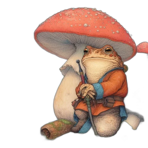 hat, umbrella, staff, creature transparent PNG cut-out