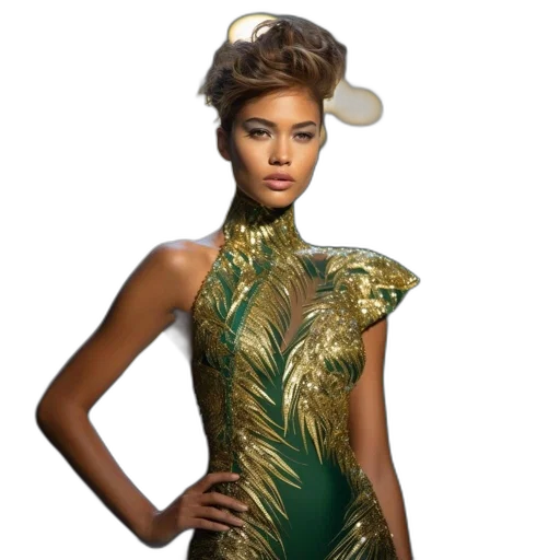 dress, photorealistic, earth tones, golden transparent PNG cut-out