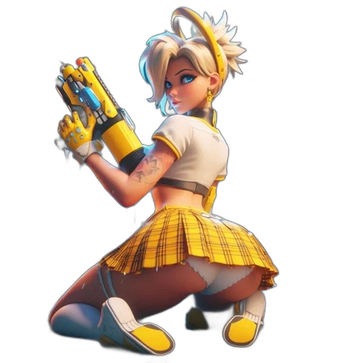 weapon, dress, staff, robot transparent PNG cut-out