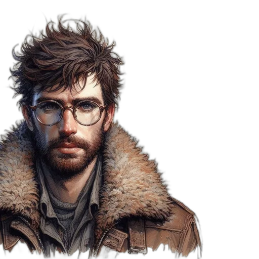 jacket, face, concept art, photorealistic transparent PNG cut-out