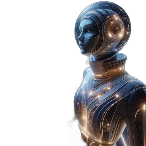 robot, dress, 3d render, concept art transparent PNG cut-out