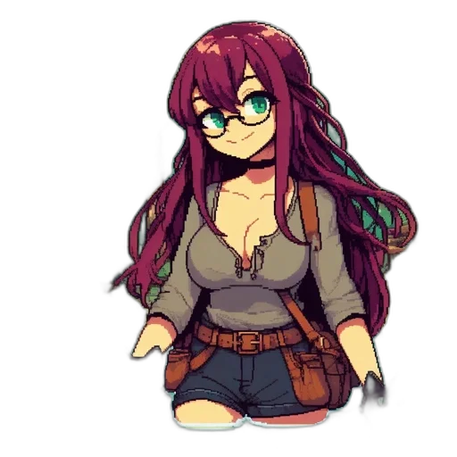 dress, jacket, staff, creature transparent PNG cut-out