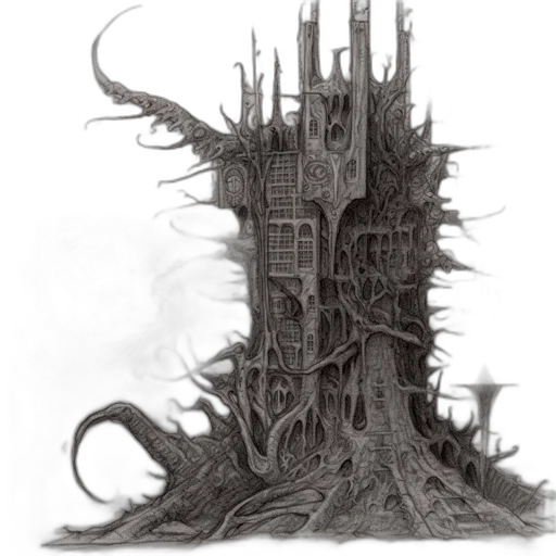 building, tree, dragon, crown transparent PNG cut-out