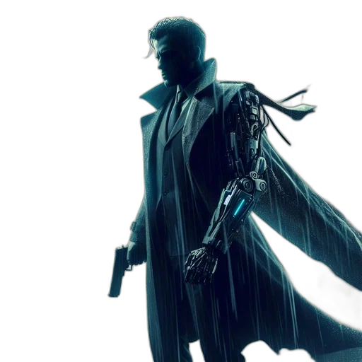 robot, concept art, cyberpunk, 3d render transparent PNG cut-out