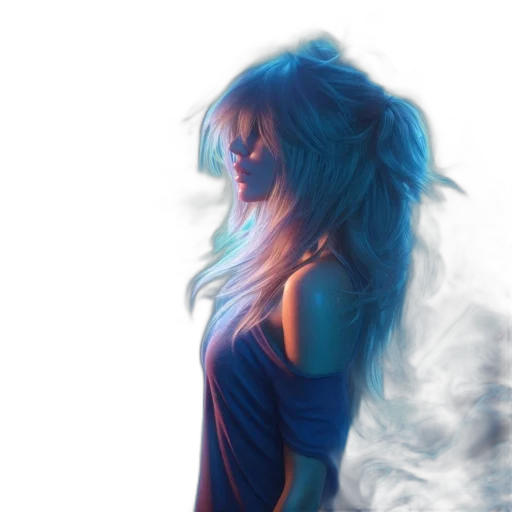 hair, dress, dragon, photorealistic transparent PNG cut-out