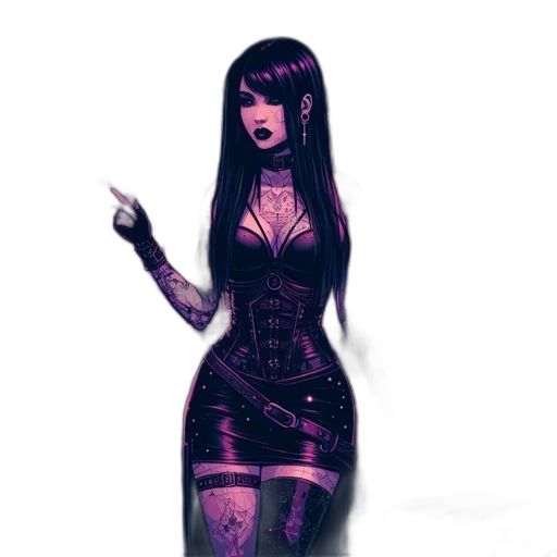 dress, concept art, cyberpunk, fantasy art transparent PNG cut-out