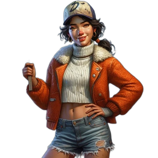 jacket, hat, weapon, staff transparent PNG cut-out