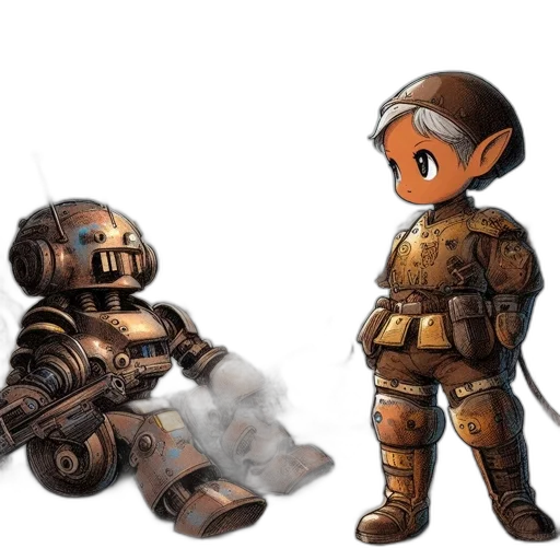 robot, concept art, fantasy art, pixel art transparent PNG cut-out