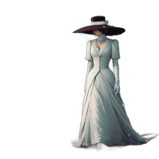 dress, hat, concept art, 3d render transparent PNG cut-out