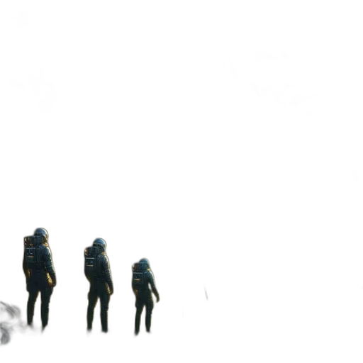 robot, jacket, mask, staff transparent PNG cut-out