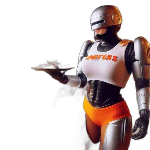 robot, staff, concept art, 3d render transparent PNG cut-out