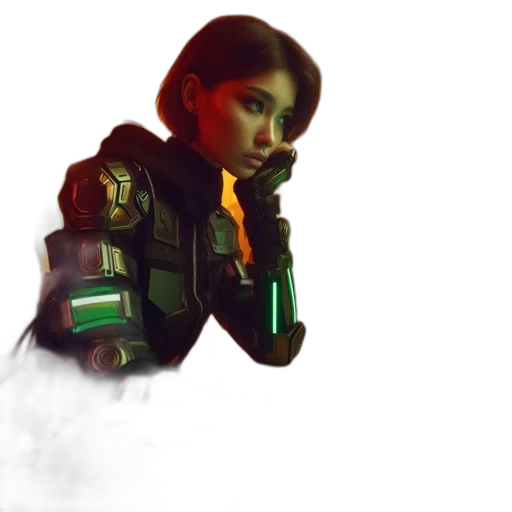 weapon, robot, jacket, face transparent PNG cut-out