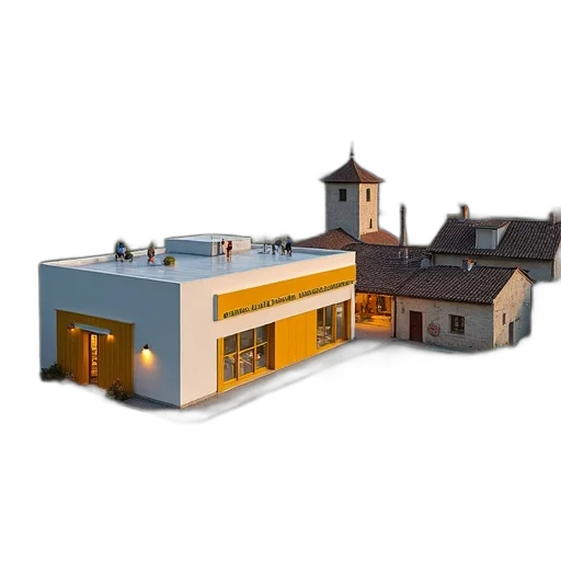 building, 3d render, concept art, photorealistic transparent PNG cut-out