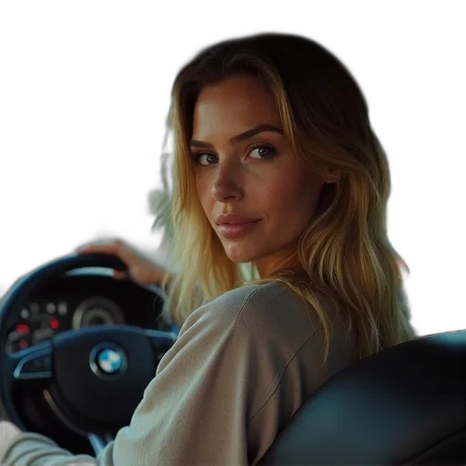 car, face, jacket, hair transparent PNG cut-out