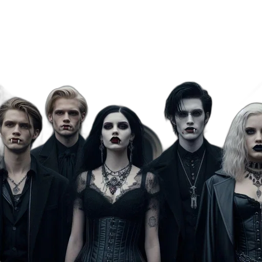 concept art, dark, five, individuals transparent PNG cut-out