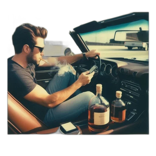 car, bottle, jacket, photorealistic transparent PNG cut-out