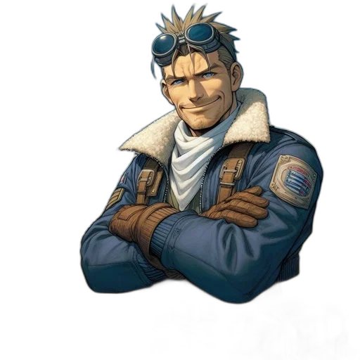 jacket, staff, face, weapon transparent PNG cut-out