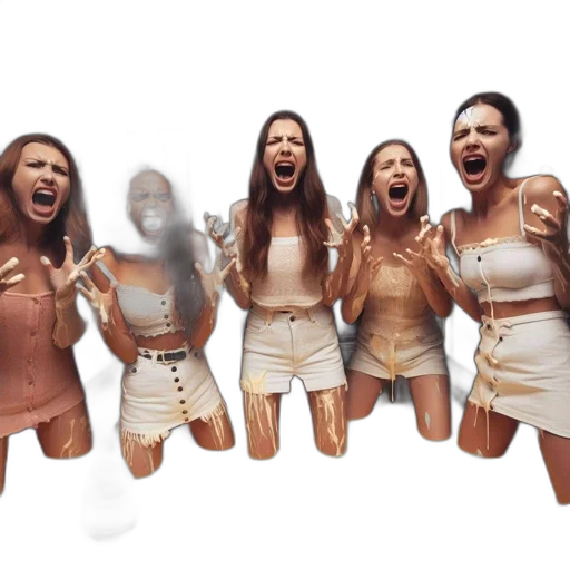 five, young, women, white transparent PNG cut-out