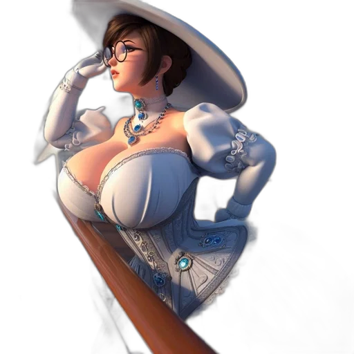 dress, staff, hat, robot transparent PNG cut-out