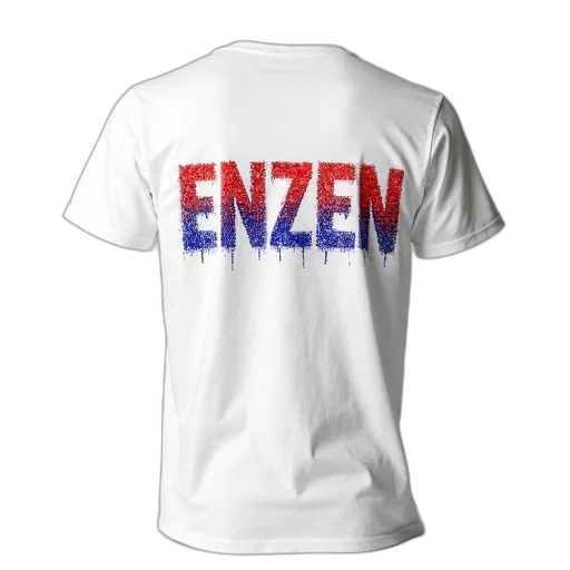 white, t-shirt, word, enzen transparent PNG cut-out